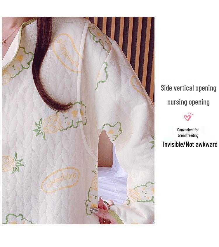 Уютный халат для беременных и ночная сорочка для кормления с нагрудными вкладышами - Теплый кардиган для послеродового периода и платье для послеродового восстановления