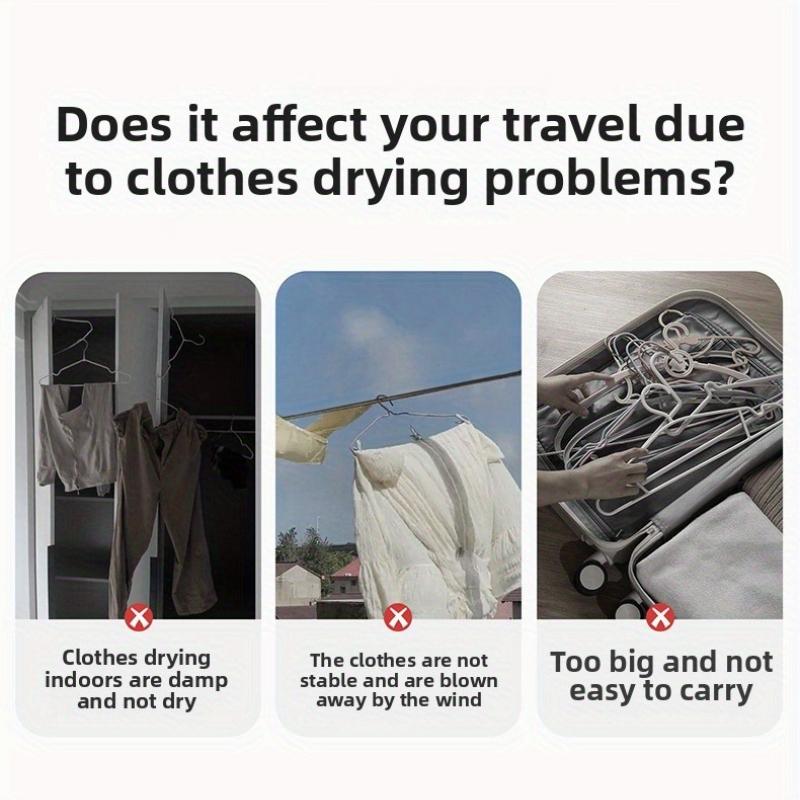 1 шт. Телескопическая дорожная вешалка для одежды Портативная для путешествий и командировок Отельная комнатная складная вешалка для одежды Без сверления Артефакт для сушки