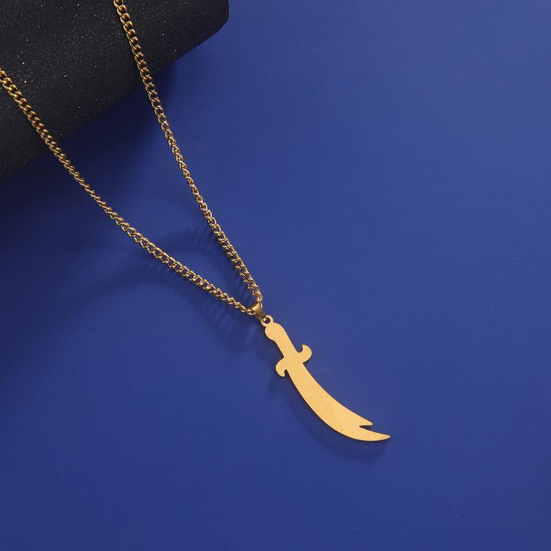 Imam Ali Zolfikar Sword Necklace Pendant Stainless Steel Men'S Amulet Islamic Muslim Jewelry Gift