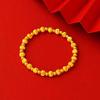 Cat's Eye Round Bead Bracelet: Vietnamese Sand Gold String with Ancient-Style Gold and Lucky Beads – High-End Fashion Jewelry.