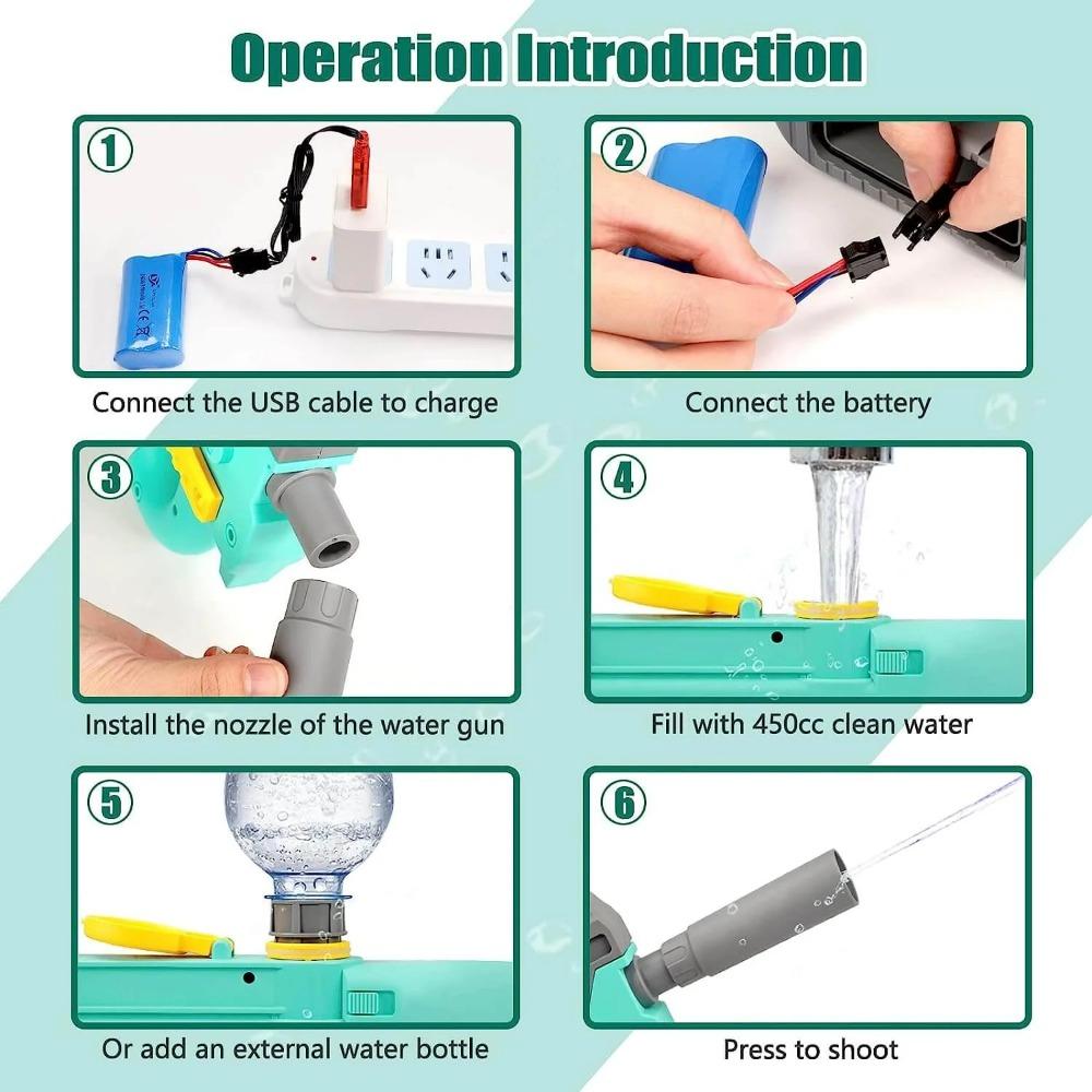Высокая скорострельность Мощный водяной пистолет P90 с дальностью стрельбы 33 фута, емкостью 450 куб.см