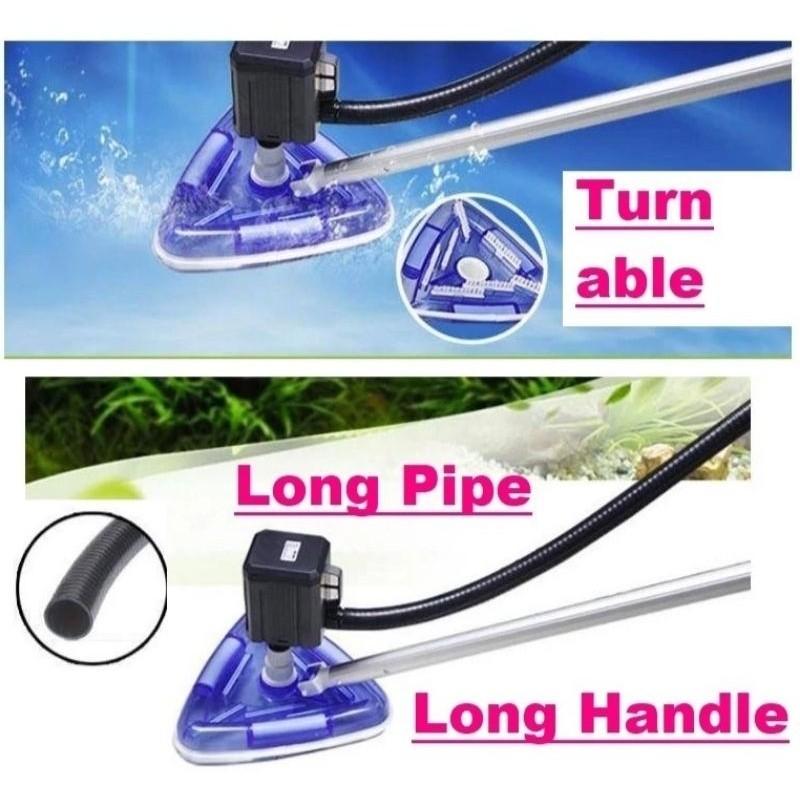 Мощная треугольная щетка для чистки бассейнов мощностью 100 Вт с телескопическим стержнем, аспирационная машина для очистки сточных вод в пруду для рыб