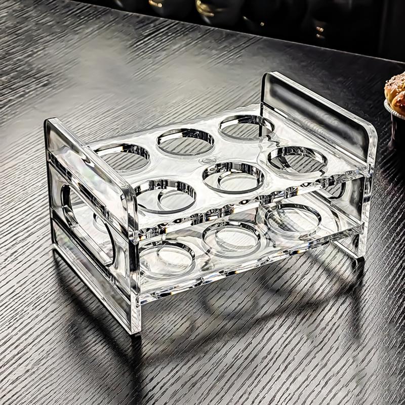 Large Capacity 6 8 12 Hole Glass Tray Cup Organizer Wine Glass Display Stand Holder for Bar Restaurant Kitchen