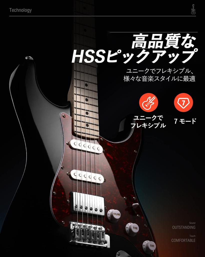 Donner Электрогитара для начинающих ST Coil Mini и Shield в комплекте, черный комплект, тип, Tap, 6-точечное тремоло, усилитель, кейс, ремень, DST-152B