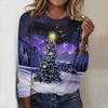 2025 Autumn & Winter Women's New Casual Crew Neck Long Sleeve Top 3D Christmas Pattern Ideal Halloween Christmas Gift