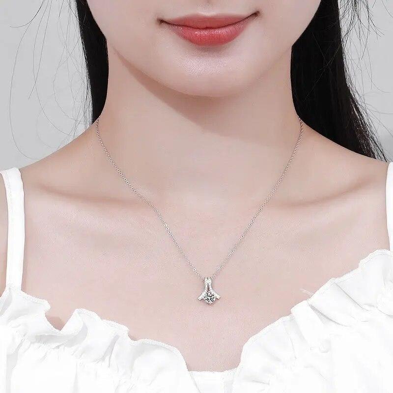 Настоящее ожерелье с подвеской из муассанита и бриллианта 0,5-2 карата D для женщин, 100% стерлинговое серебро S925, ожерелья, ювелирные изделия