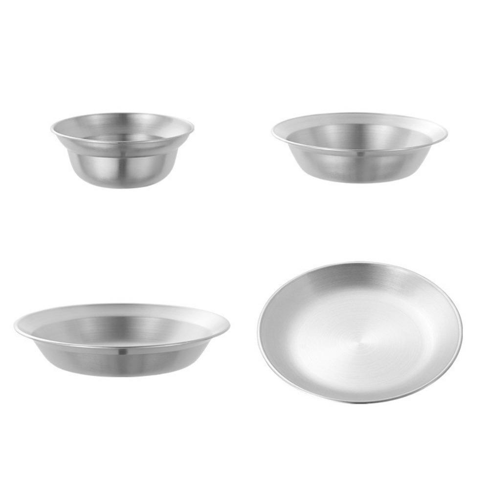 4PCS/SET Stainless Steel Outdoor Dining Plate Bowl Straw Hat Design Dessert Plate Easy To Clean