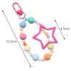 Colored Hollow Out Five-Pointed Star Keychain Pendant Dopamine Colorful Style Beaded Chain Earphone Case Keychain Accessories