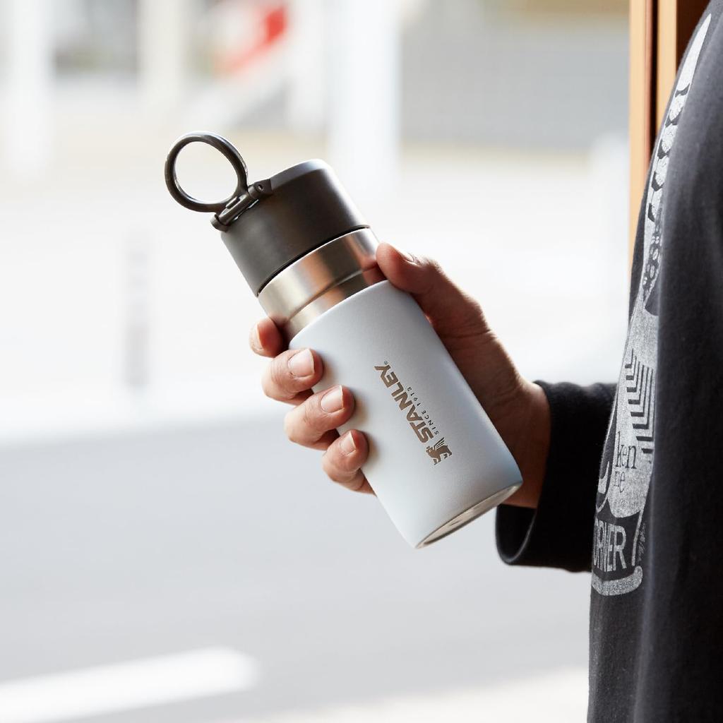 STANLEY Бутылка вакуумная тонкая Go Series, белая бутылка для воды, бутылка из нержавеющей стали, бутылка для воды, наружная, гарантия, японская, 0,37 л, термо/холодная 10124-009