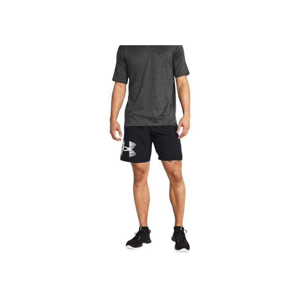 Under Armour Logo Print Elastic Straight Casual Shorts Men Shorts Black 1377139-003