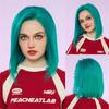 HAIRCUBE Хэллоуин прямые 13X4 прозрачные кружевные боб 12 дюймов парики из натуральных волос зеленый синий цвет для женщин повседневная вечеринка косплей