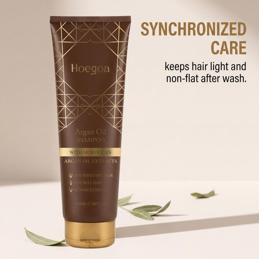 HOEGOA Argan Oil Shampoo Smooth Hair Care Nourishing, Rich, Smooth Hair Mild Moisturizing Shampoo