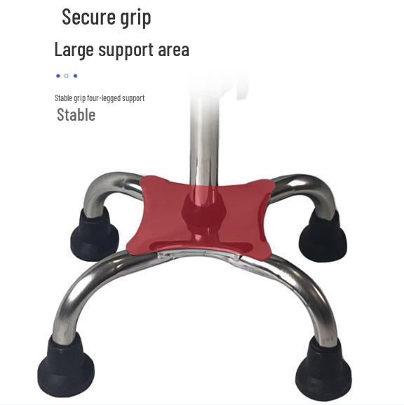 Stainless Steel Adjustable Four-Legged Walking Cane for Elderly – Anti-Slip, Anti-Fall, Wear-Resistant.