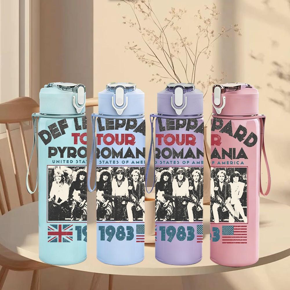 1PC Def Leppard Band 750ml sports water bottle leakproof straw lid outdoor office home