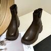 Ботинки челси 2025 новые осенне-зимние ботинки-сигареты ретро ботинки-сигаретные трубки короткие ботинки на толстой подошве коричневые одинарные ботинки универсальные ботинки Мартин
