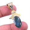 Natural Labradorite 925 Solid Sterling Silver Jewelry TwoTone Pendant 1.75" n1G11