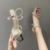 Fashion New Summer Stiletto Sandals Women's Fashion Square Head Open Toe Glitter Thin Strap Set Foot Anti-slip Wear-resistant High Heels