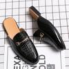 FashionSummer Luxury Leather Mule Masculino Loafers Slippers for Male White Soft Half Shoes for Men Casual Shoes Slip On Flats Mules