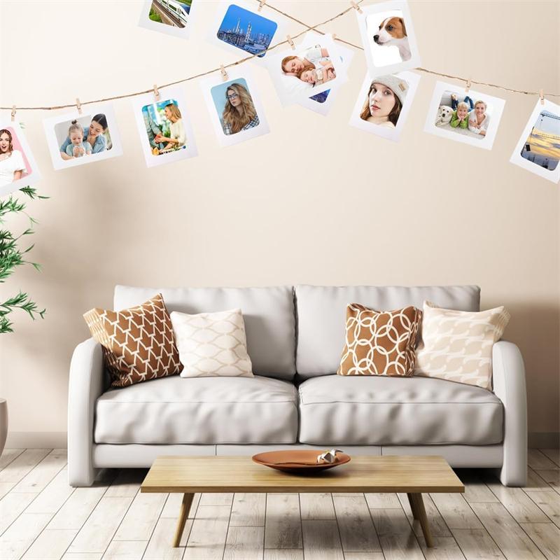 20 шт. бумажные фоторамки Ярко-белые рамки для фотографий «сделай сам», креативные подвески внутри диафрагмы, соответствующие изображению 6х4, с веревкой и мини-зажимом для дерева