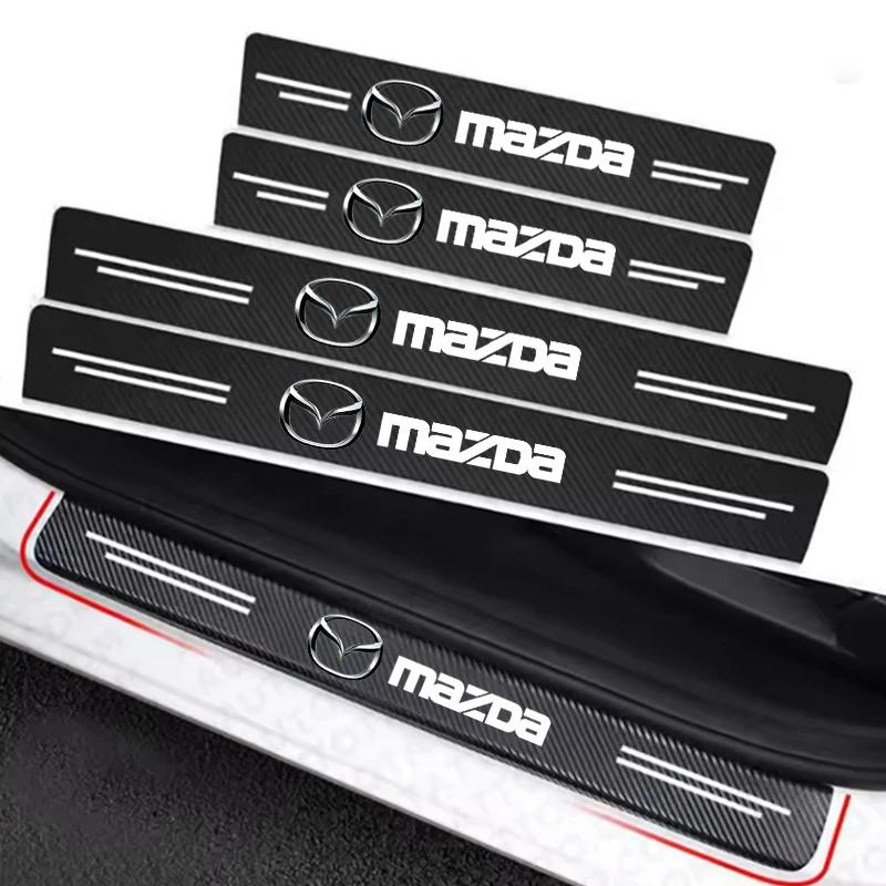 4Pcs Carbon Fiber Car Door Sill Protector Stickers for Mazda3 6 CX-5 CX-50 Door Entry Guard Anti-Scratch Decals k2