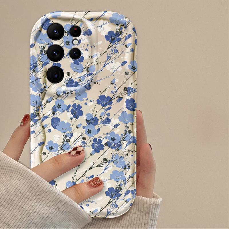 Роскошный Чехол с Цветочной Волной на Весь Экран Для Samsung Galaxy S25 S24 Ultra S23 S22 S21 S20 Plus FE A56 A16 A15 A34 A35 A55 A54