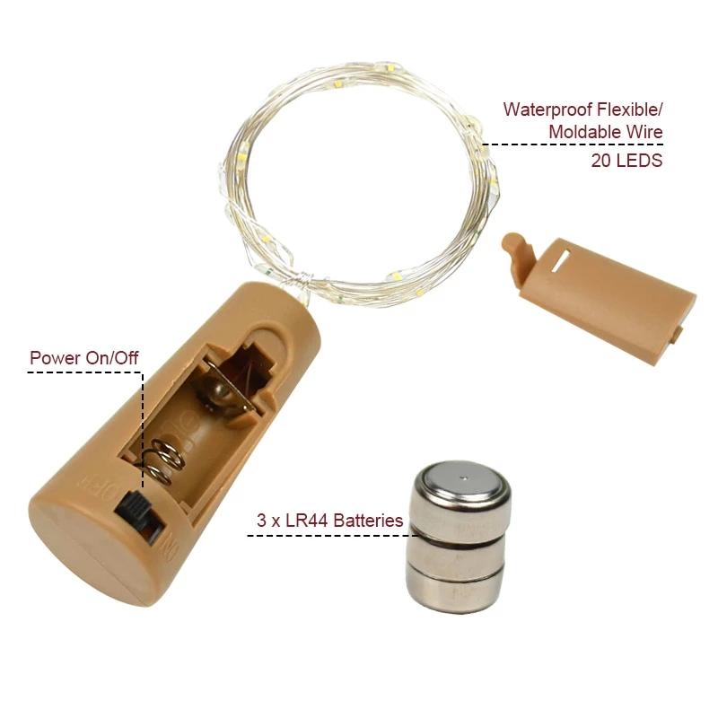 10 шт. гирлянда для винных бутылок с пробкой 2 м 20 светодиодов гирлянда для свадебной вечеринки рождественское украшение для бара питание от батареек