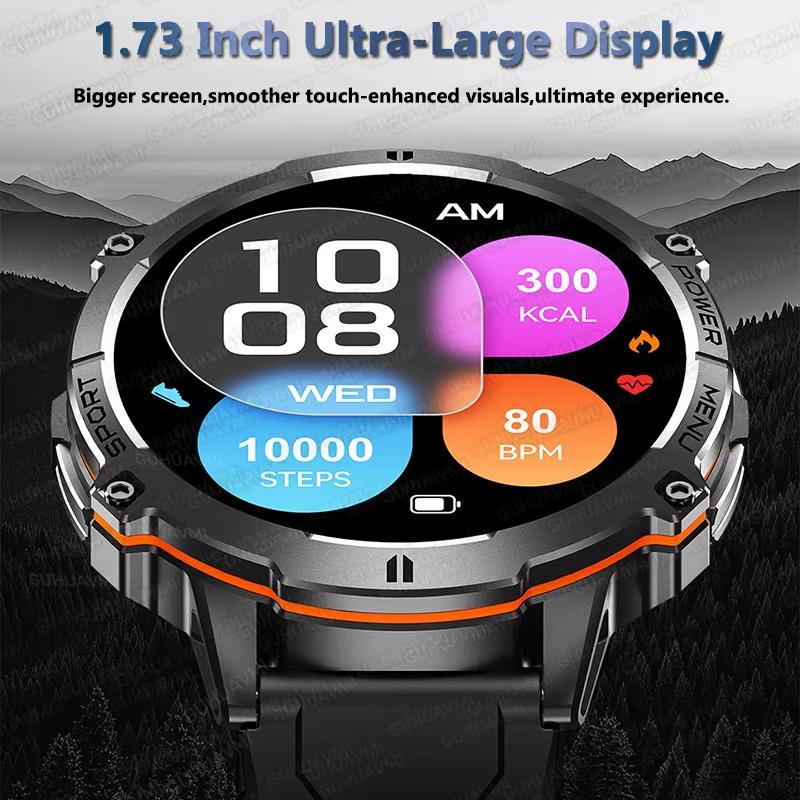 2025 New 1.72" Ultra-large AMOLED Screen Smartwatches Men 1000mAh Battery GPS Track Compass Waterproof Bluetooth Call Bracelets