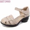 Модные летние сандалии GKTINOO 2024 Женские ручной работы из натуральной кожи Женские повседневные удобные женские туфли Сандалии Женская летняя обувь