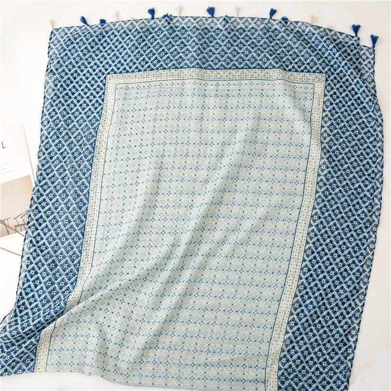 Модный женский испанский роскошный вискозный шарф с геометрическим рисунком, цветочные кисточки, шали и накидки, женский платок, снуд, мусульманский 180 * 90 см