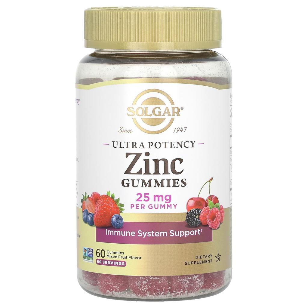 Zinc Gummies, Ultra Potency, Mixed Fruit, 25Mg, 60 Gummies