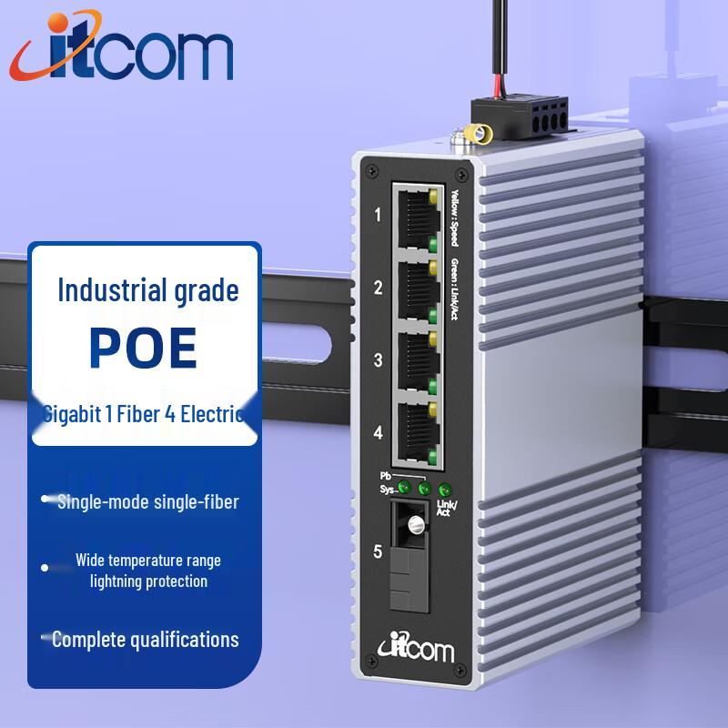 itcom Industrial Gigabit POE Fiber Optic Converter