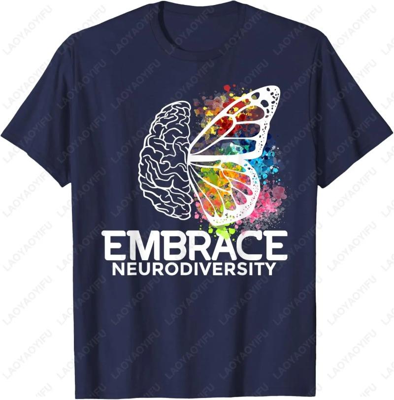 Embrace Neurodiversity Adhd Awareness TShirt Summer Casual Streetwear Unisex Cotton Tees Camisetas New Arrival Breathable Tee
