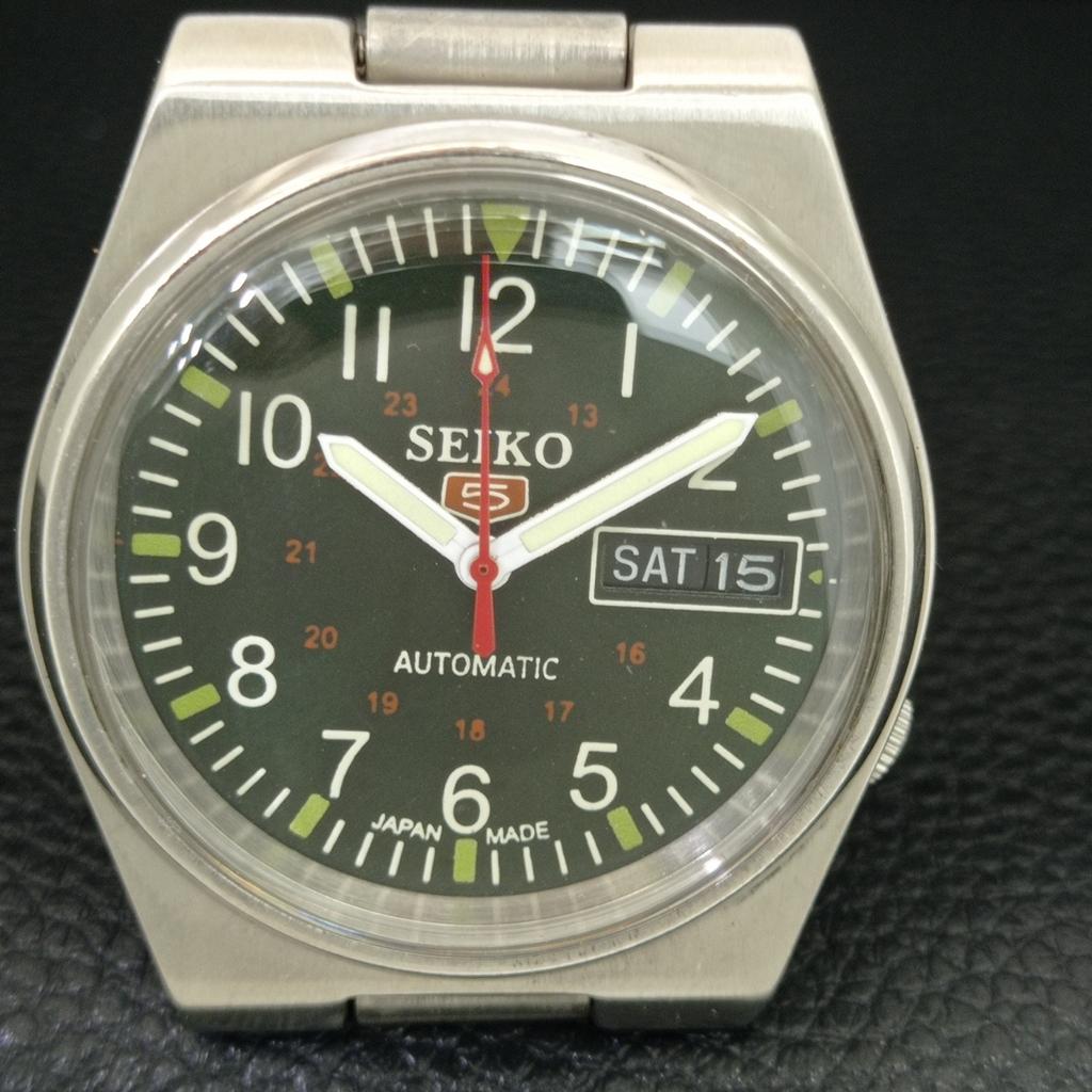 ОРИГИНАЛЬНЫЕ ВИНТАЖНЫЕ МУЖСКИЕ ЧАСЫ SEIKO 5 AUTOMATIC ЯПОНИЯ ЗЕЛЕНЫЙ ЦВЕТ ЦИФЕРБЛАТ a708595-1