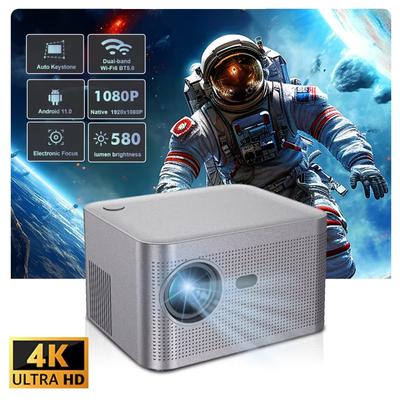 Проектор HY350 4K Android 11 580ANSI Wifi6.0 BT5.0 1080P Электрический фокус Домашний Уличный Смарт-проектор с инфракрасным голосовым пультом дистанционного управления