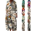 Women's Casual And Fashionable V-Veck Flower Print Long Sleeved Dress Long Sleeved Dress