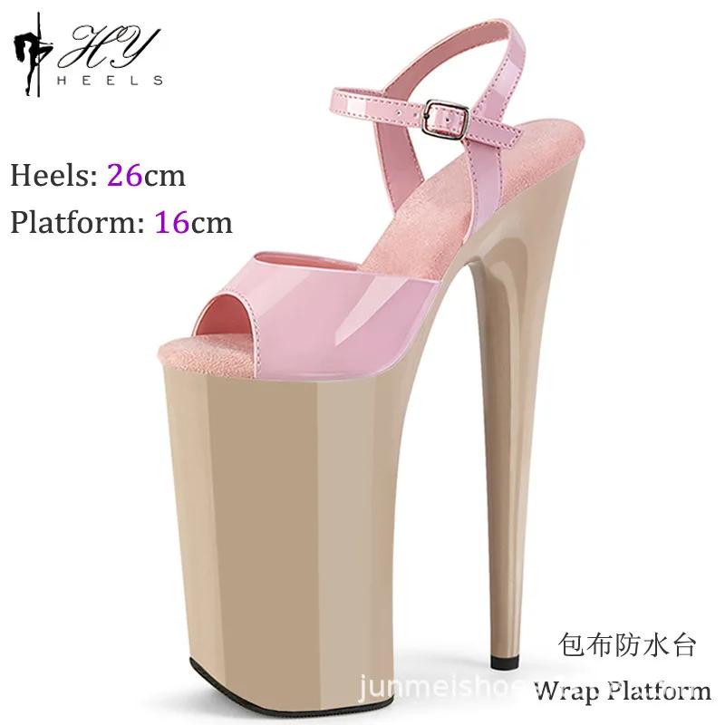Мода 26 см Ночной клуб Стальная трубка Танцевальная обувь Водонепроницаемая платформа Тонкий каблук Ненависть Тяньгао Сценическая обувь Супер высокий каблук Модельное шоу Сандалии