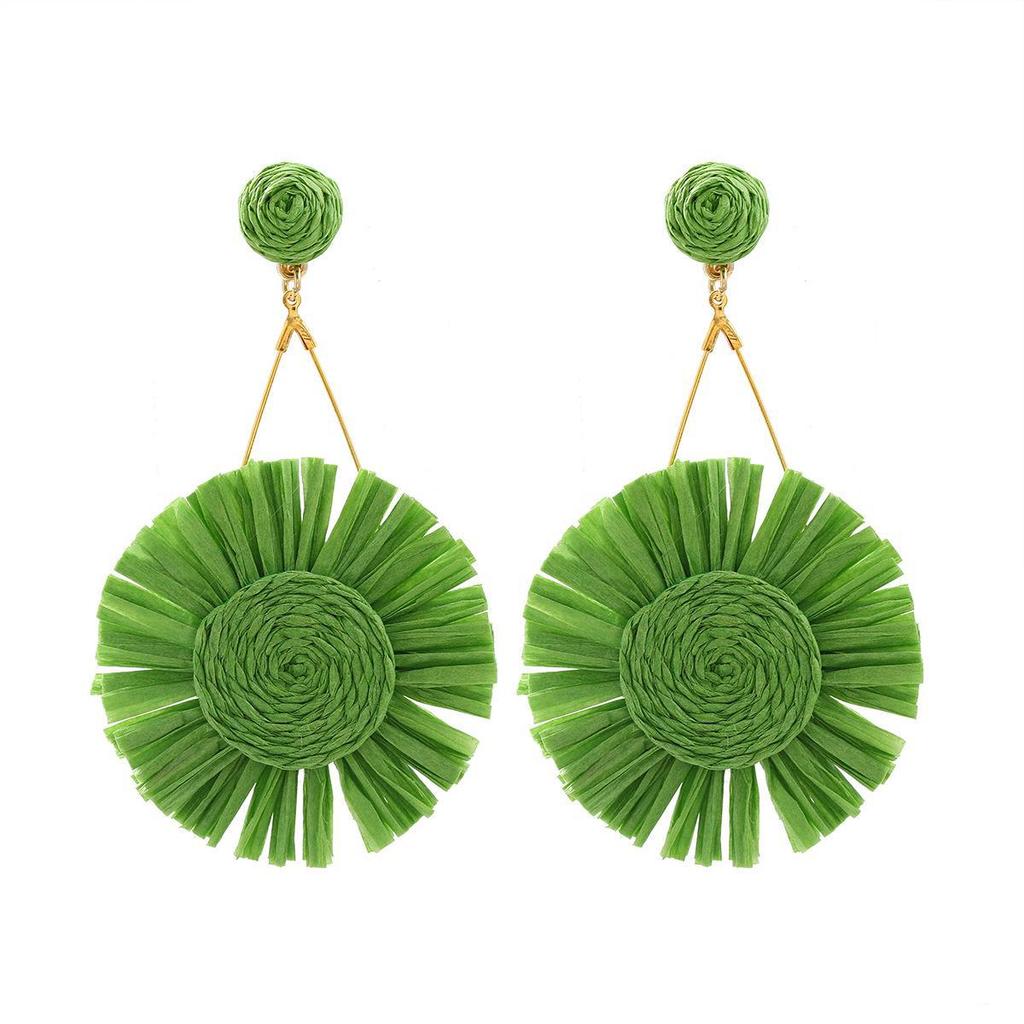 Элегантные серьги-подвески из разноцветных цветов ручной работы из рафии для женщин