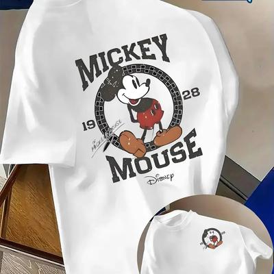 Мужская футболка с рисунком Микки Мауса от Диснея, Модная и удобная футболка с коротким рукавом, Повседневная мягкая мужская одежда из чистого хлопка