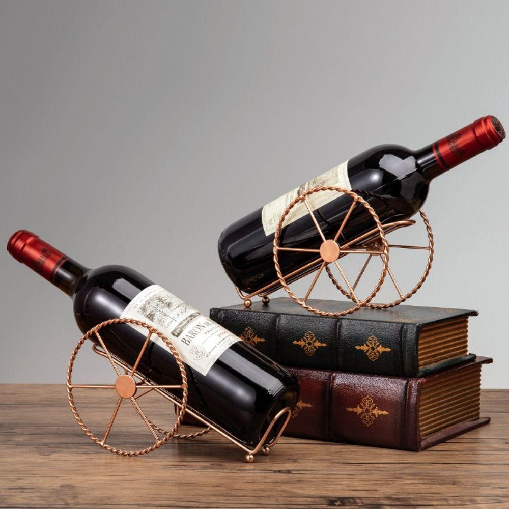 Wheels Design Red Wine Rack Home Bar Decor Wine Holder Durable Wine Display Holder Kitchen