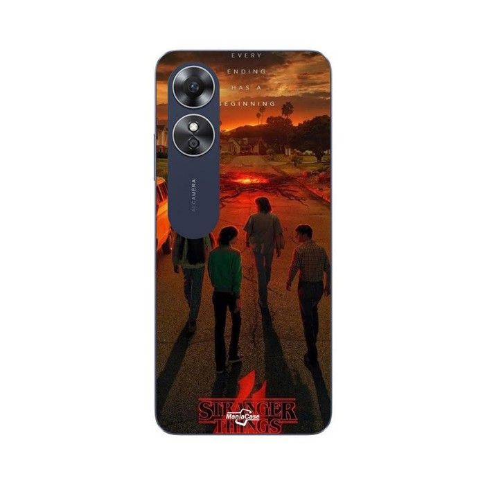 Coque de téléphone - MANIACASE - Oppo A17 - Silicone TPU - Noir - Stranger Things saison 4