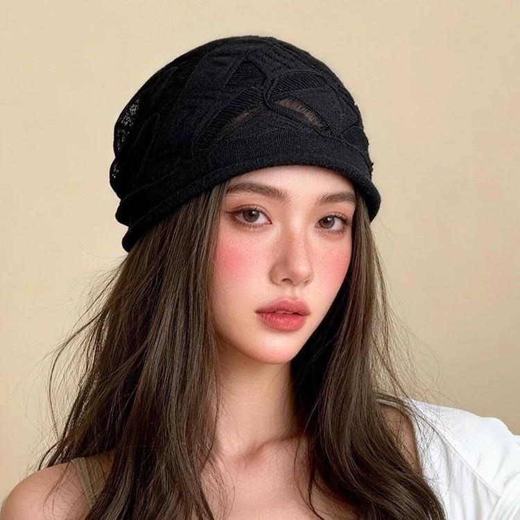 Handmade crochet hollowed out big head circumference stacking hat children summer thin knitted hat loose hole air cooled hat
