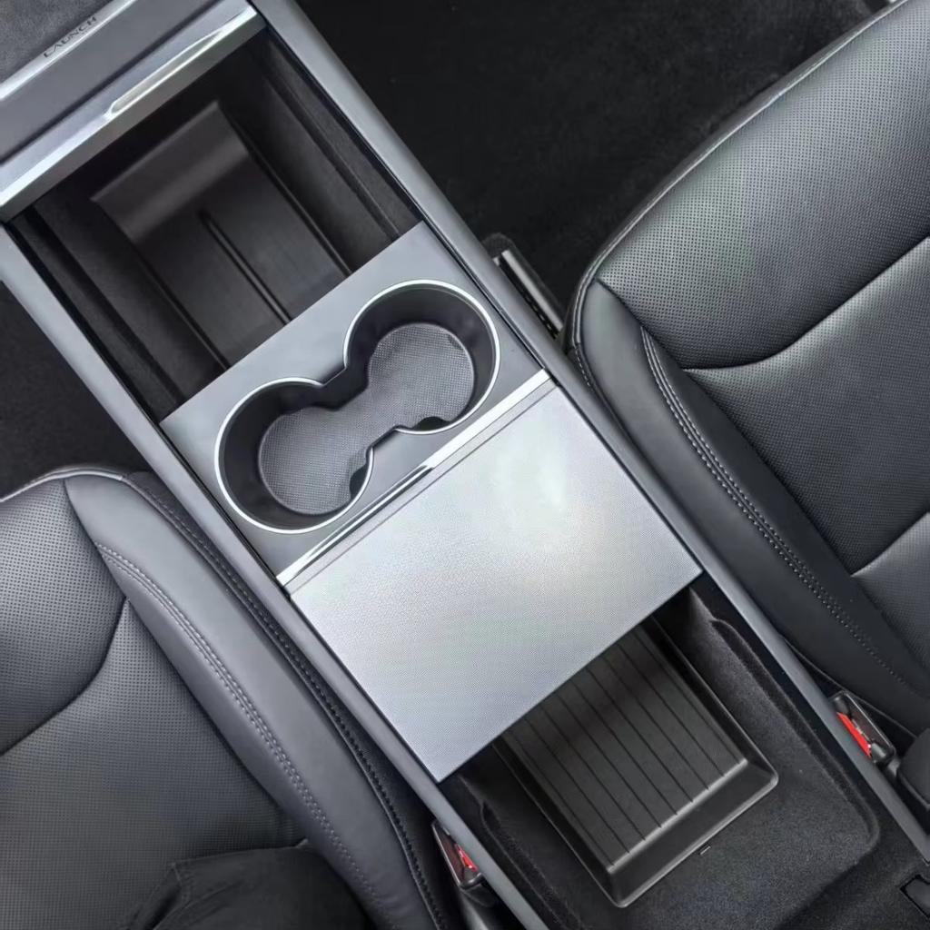 DQMN8 For Tesla Model Y Juniper 2025 Model 3 Highland Center Console Armrest Hidden Storage Box Cup Holder Car Organizer Accessories
