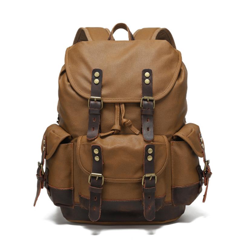 Backpack Men's and Women's Backpacks Outdoor Sports Travel Bag Waxed Canvas Waterproof Travel Computer Bag