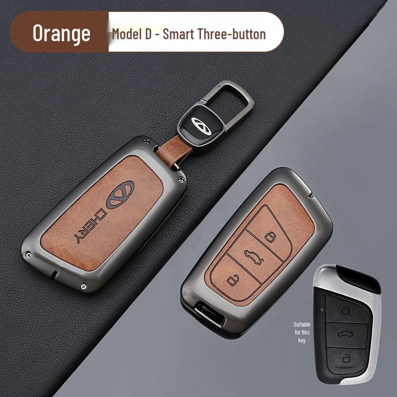 Чехол для ключа автомобиля Chery: Подходит для Tiggo, EQ1, QQ Ice Cream, Arrizo E - Маленький, Прочный металлический корпус с подвесной пряжкой