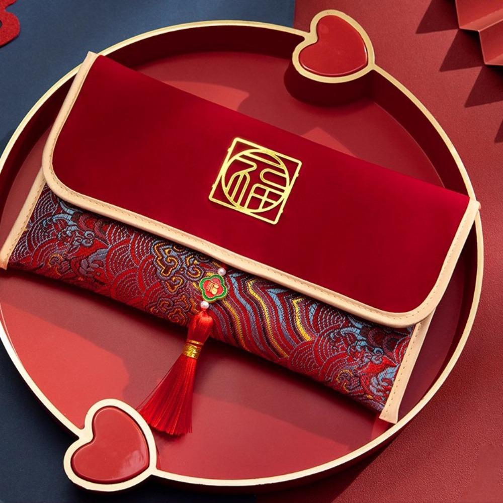 Традиционный Китайский Красный Конверт на Новый Год Год Быка CNY Карманная Сумка на Новый Год Тканевый Счастливый Конверт Конверты Принадлежности для Вечеринки