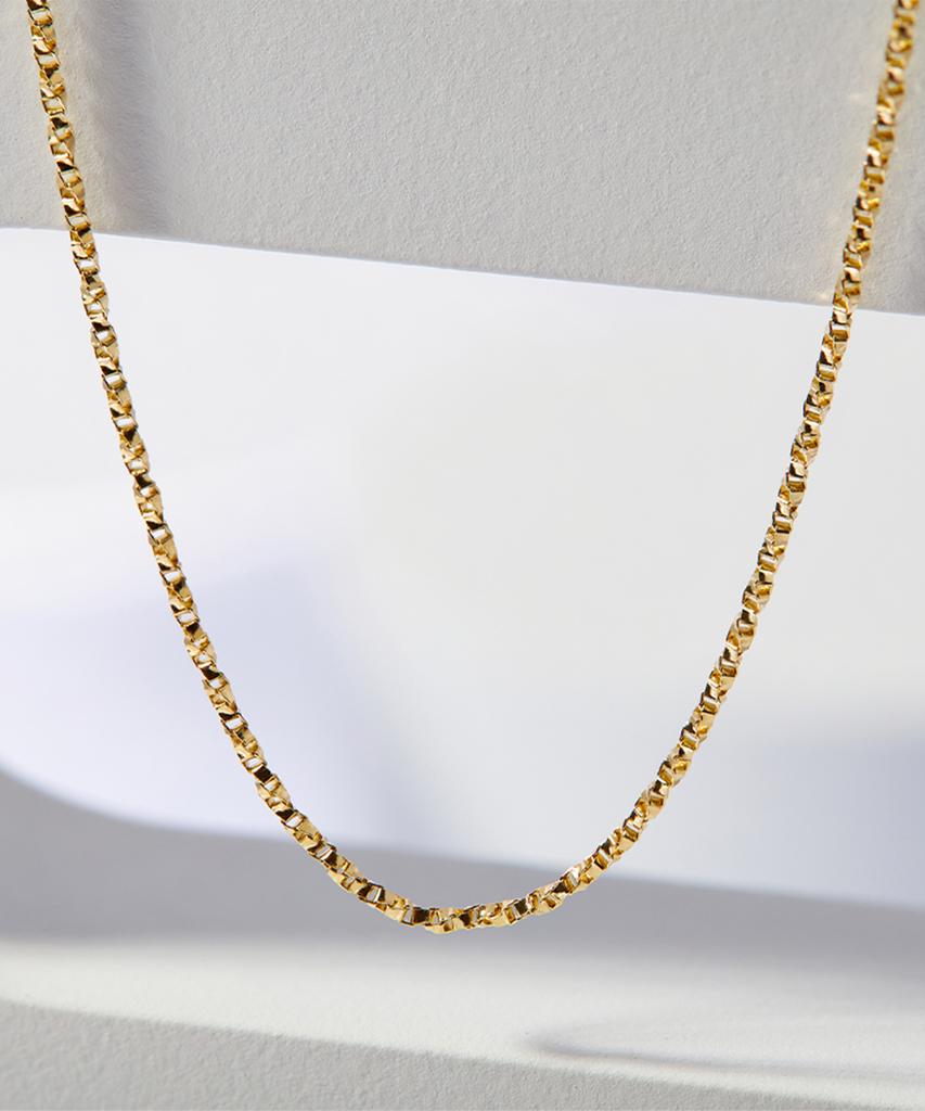 Helene Jewelry 14K 18K Box Twist Chain Gold Necklace (Type A)