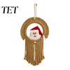 Santa Themed Woven Tapestry Hand?Woven Claus Wall Hanging, Christmas Decor with Lightweight Pendant Tassels, Boho Ornament for Kid Room Home Holiday