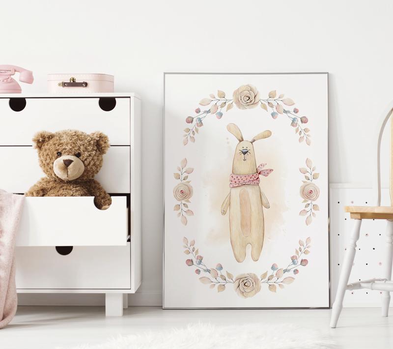Плакат для ребенка, заяц с ушами