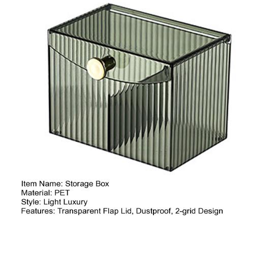 Легкий роскошный ящик для хранения, прозрачная откидная крышка, пыленепроницаемый органайзер с 2 сетками, ватный тампон, помада, аксессуары для снятия макияжа