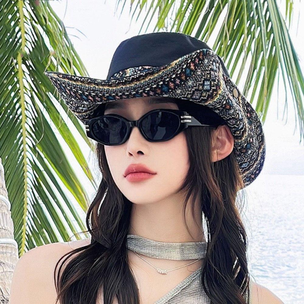 Женская шляпа от солнца с цветочным принтом, широкополая шляпа для альпинизма, ретро-шляпа-ведро с широкими полями, пляжная шляпа